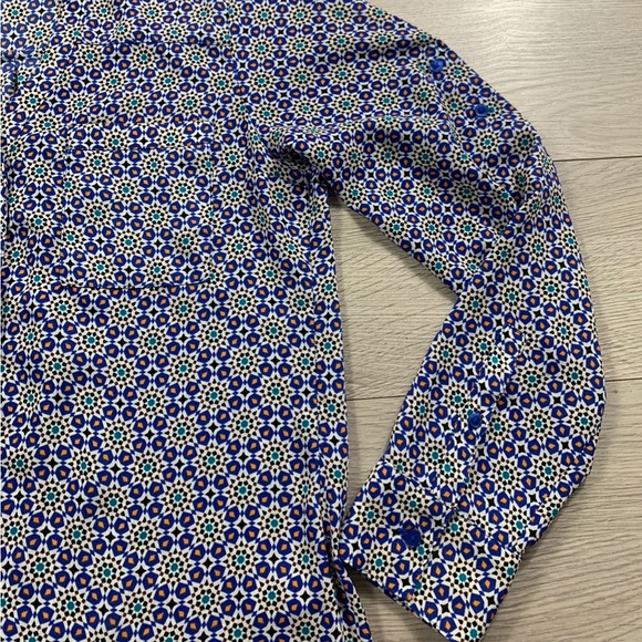 Express The Portofino Original Fit Geometric Print Button Front Blouse - Picture 6 of 12